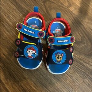 Boys size 7 Paw Patrol Sandals - Red, Blue, and Yellow